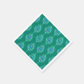 Peacock Feathers, Aqua on Turquoise / Peacock Servet (Hoek)