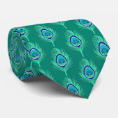 Peacock Feathers, Aqua on Turquoise / Peacock Stropdas (Opgerold)