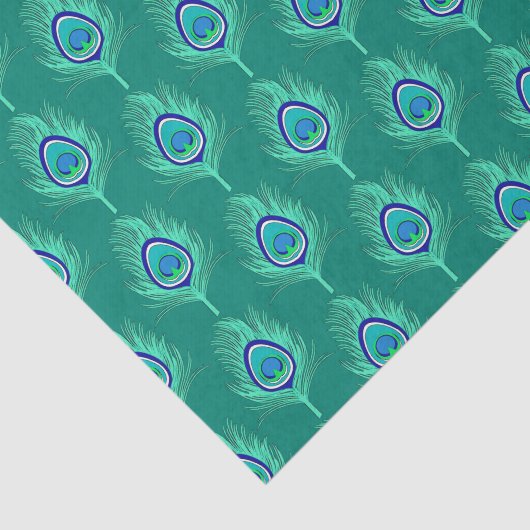 Peacock Feathers, Aqua on Turquoise / Peacock Tissuepapier (Detail)