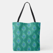 Peacock Feathers, Aqua on Turquoise / Peacock Tote Bag (Achterkant)