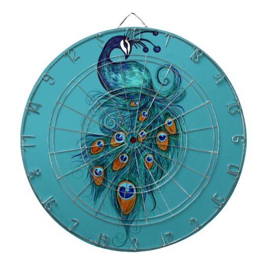 Peacock Feathers Art Dartbord (Voorkant)