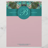 Peacock Feathers Art Monogram Letterhead Briefhoofd (Voorkant)
