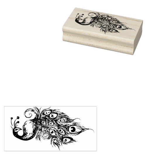 Peacock Feathers Art Rubberstempel (Gestempeld)