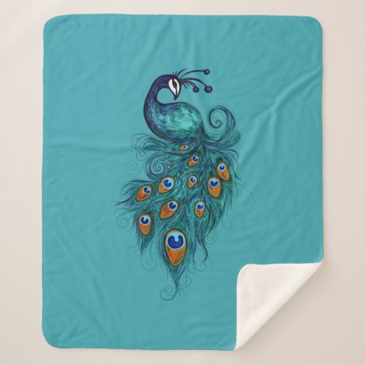 Peacock Feathers Art Sherpa Deken (Voorkant)