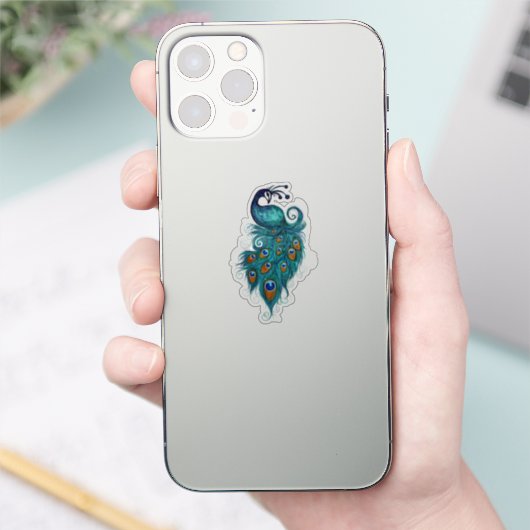 Peacock Feathers Art Sticker (Telefoon)