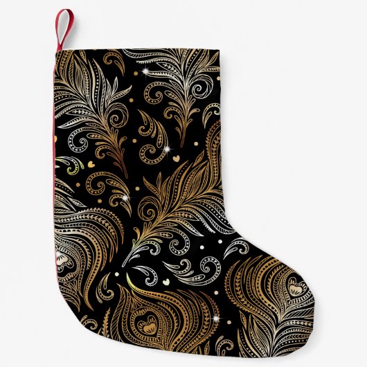 Peacock Feathers: artistieke freehand tekening. Kleine Kerstsok (Voorkant)