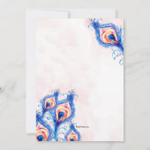 Peacock Feathers Baby shower Invitation Kaart (Achterkant)