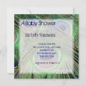 Peacock Feathers-Baby shower Kaart (Achterkant)