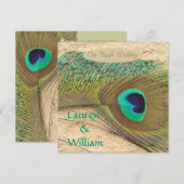 PEACOCK FEATHERS Beach Weddenschap Kaart (Voorkant / Achterkant)