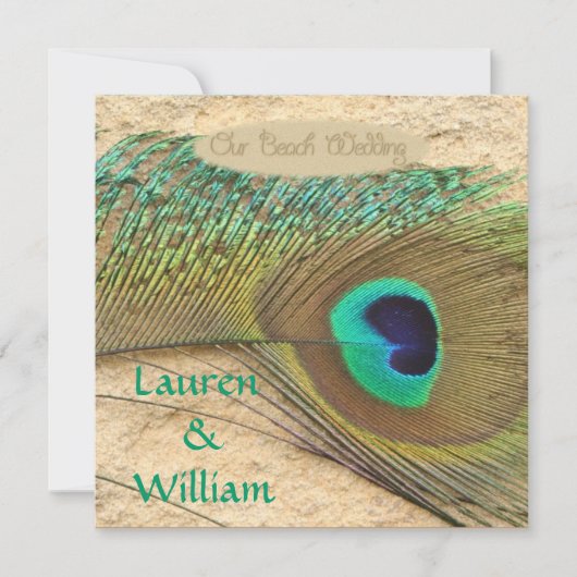 PEACOCK FEATHERS Beach Weddenschap Kaart (Voorkant)