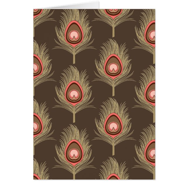 Peacock Feathers, beige op donkerchocolade bruin (Voorkant)