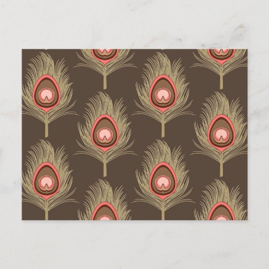 Peacock Feathers, beige op donkerchocolade bruin Briefkaart (Voorkant)