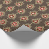 Peacock Feathers, beige op donkerchocolade bruin Cadeaupapier (Hoek)