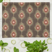 Peacock Feathers, beige op donkerchocolade bruin Theedoek (Gevouwen)