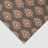 Peacock Feathers, beige op donkerchocolade bruin Tissuepapier (Detail)