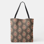 Peacock Feathers, beige op donkerchocolade bruin Tote Bag (Achterkant)