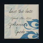 Peacock Feathers Bewaar de datum Magneet<br><div class="desc">Peacock Feathers Cream en blauwgroen Save the Date Magnet</div>