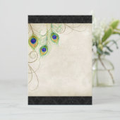Peacock Feathers Black Damask Blank design Kaart (Staand voorkant)