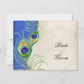Peacock Feathers Black Damask RSVP-reactiekaart RSVP Kaartje (Voorkant)