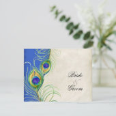 Peacock Feathers Black Damask RSVP-reactiekaart RSVP Kaartje (Staand voorkant)