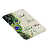Peacock Feathers Black Damask Save the Date Magneet (Rechterzijde)