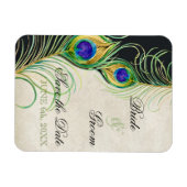 Peacock Feathers Black Damask Save the Date Magneet (Horizontaal)