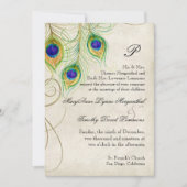 Peacock Feathers Black Damask Weddenschap Statione Kaart (Voorkant)