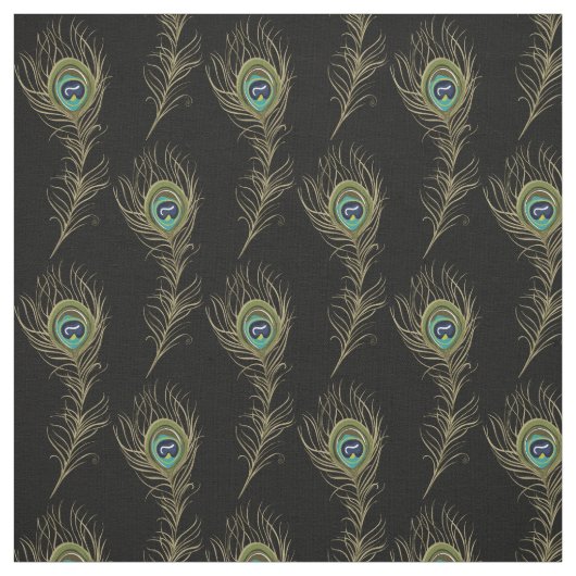 Peacock Feathers Black Stof (Swatch)