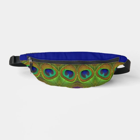 Peacock Feathers Blauw Groen Fanny Pack Heuptasje (Voorkant)