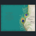 Peacock Feathers - Blauwgroen, bruiloft programma<br><div class="desc">Dit elegante en verfijnde Wedding-programma combineert het beste van de traditie en de versheid van de hedendaagse. Als u een vlak vel naar u wordt verzonden, moet u de printer vouw vouwen of naar een printer tillen om er een breuklijn uit te zien. Met gestileerde, met de hand waterkleurige Peacock-veren,...</div>