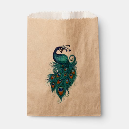 Peacock Feathers Blauwgroen Peacocks Bedankzakje (Voorkant)