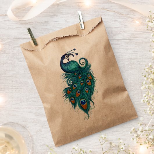 Peacock Feathers Blauwgroen Peacocks Bedankzakje (Geknipt)