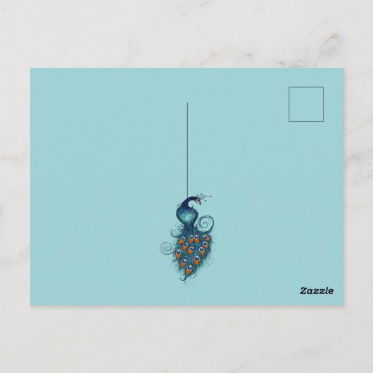 Peacock Feathers Blauwgroen Peacocks Briefkaart (Achterkant)