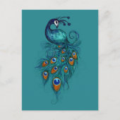 Peacock Feathers Blauwgroen Peacocks Briefkaart (Voorkant)