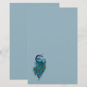 Peacock Feathers Blauwgroen Peacocks Briefpapier (Voorkant / Achterkant)