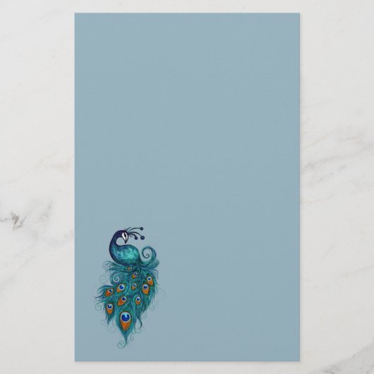 Peacock Feathers Blauwgroen Peacocks Briefpapier (Voorkant)