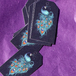 Peacock Feathers Blauwgroen Peacocks Cadeaulabel