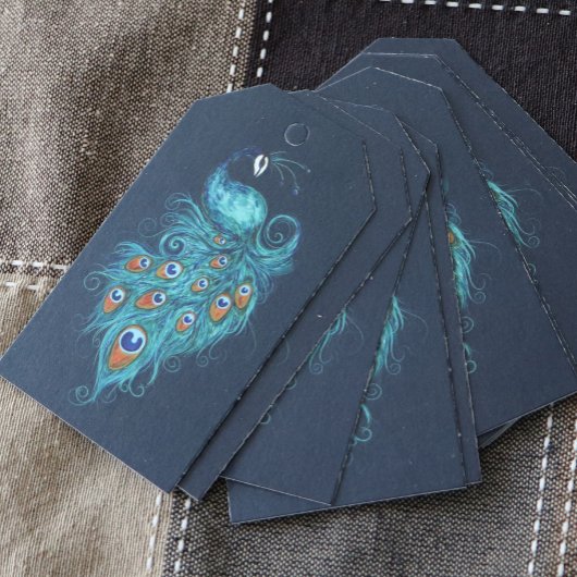 Peacock Feathers Blauwgroen Peacocks Cadeaulabel