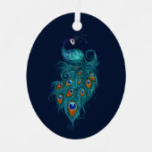 Peacock Feathers Blauwgroen Peacocks Metalen Ornament (Voorkant)