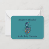 Peacock Feathers Blauwgroen Peacocks Notitiekaartje (Achterkant)