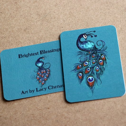 Peacock Feathers Blauwgroen Peacocks Notitiekaartje