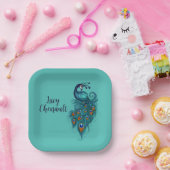 Peacock Feathers Blauwgroen Peacocks Papieren Bordje (Feest)