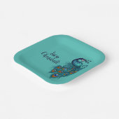 Peacock Feathers Blauwgroen Peacocks Papieren Bordje (Gebogen)