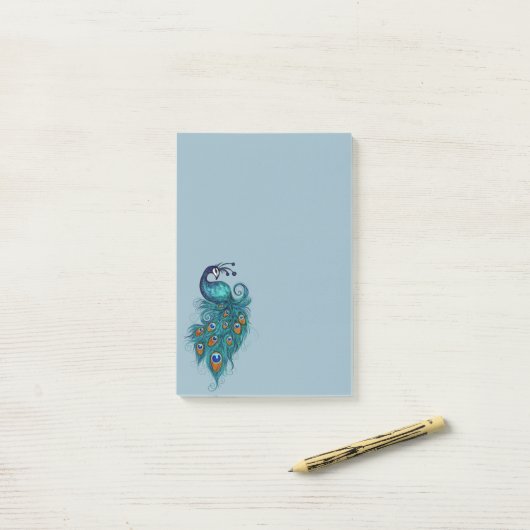 Peacock Feathers Blauwgroen Peacocks Post-it® Notes (Op bureau)