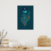Peacock Feathers Blauwgroen Peacocks Poster (Keuken)