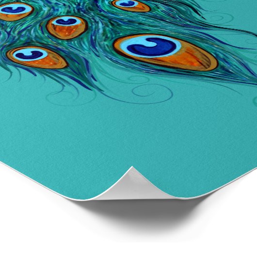 Peacock Feathers Blauwgroen Peacocks Poster (Hoek)