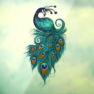 Peacock Feathers Blauwgroen Peacocks Raamsticker