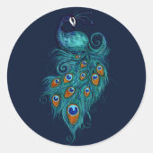Peacock Feathers Blauwgroen Peacocks Ronde Sticker (Voorkant)