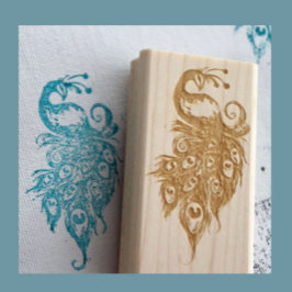 Peacock Feathers Blauwgroen Peacocks Rubberstempel