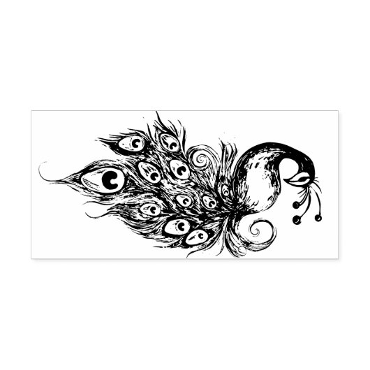 Peacock Feathers Blauwgroen Peacocks Rubberstempel (Afrduk)